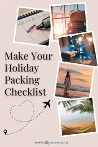 A collage of holiday photos with the caption make your holiday packing checklist