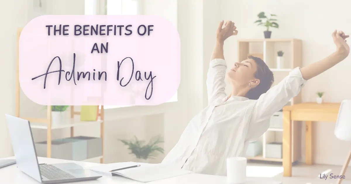 A photo of a woman relaxed after completing her admin day