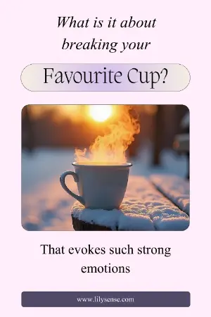 A photo of a hot cup of tea on a table outside on a cold morning. Steam coming out of the cup. The caption reads what is it about your favourite cup that evokes such strong memories?